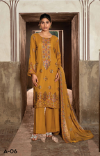 A rich mustard 3-piece unstitched suit