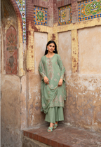 A soft sage 3-piece unstitched suit