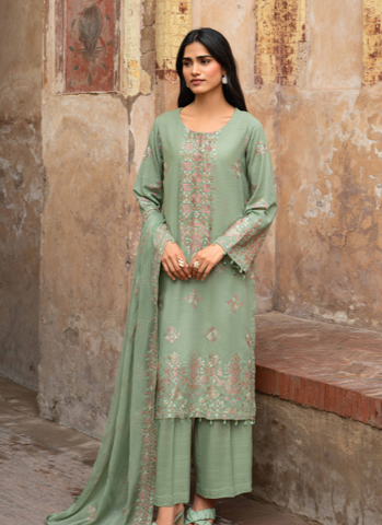 A soft sage 3-piece unstitched suit