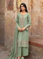 A soft sage 3-piece unstitched suit