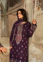 A rich plum 3-piece unstitched suit