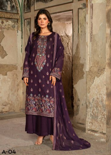 A rich plum 3-piece unstitched suit