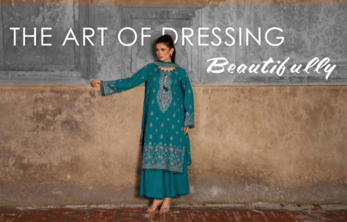 A rich teal 3-piece unstitched suit featuring intricate traditional embroidery